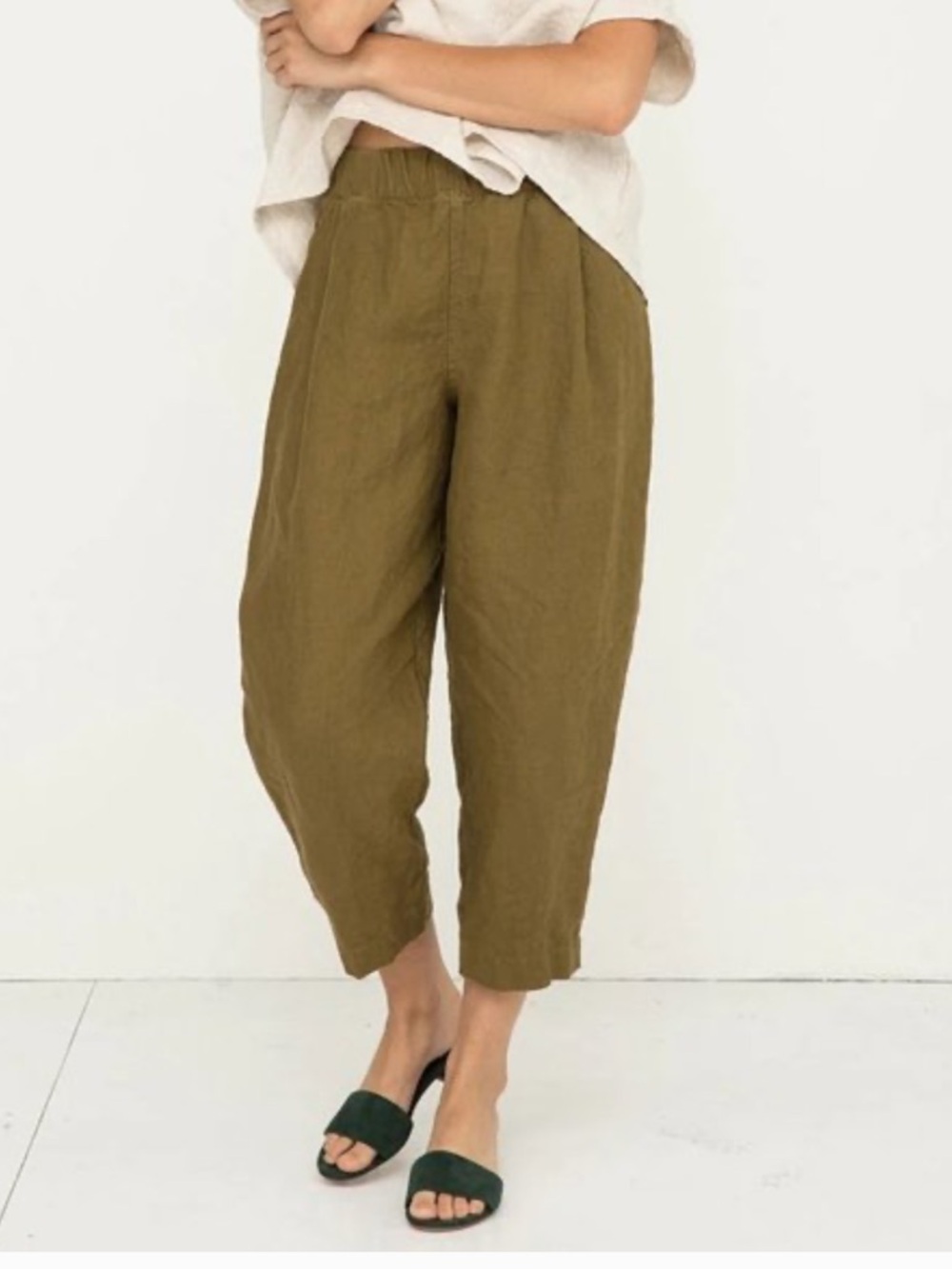 Elizabeth Suzann Andy Trouser in Midweight Linen sz M - Olive #W3